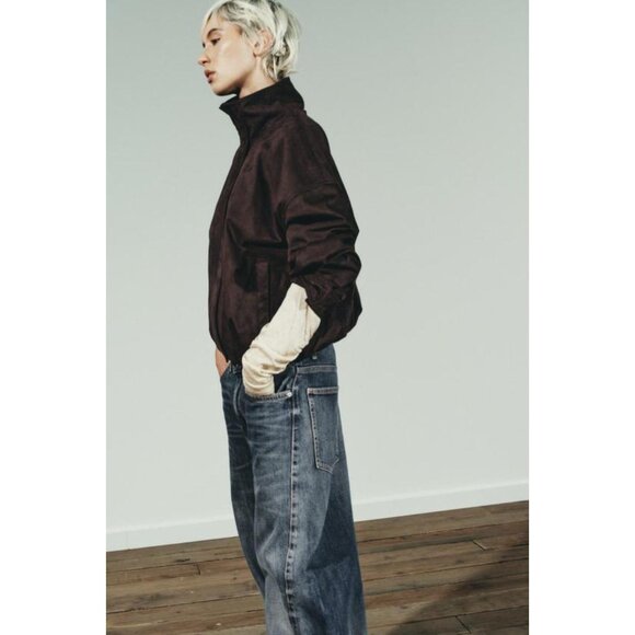 ZARA FAUX SUEDE BOMBER JACKET - Picture 7 of 9